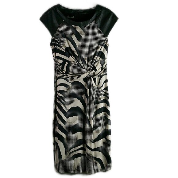Muse - Cream/Black Vegan Leather accent Dress - Size 4 - Picture 1 of 5